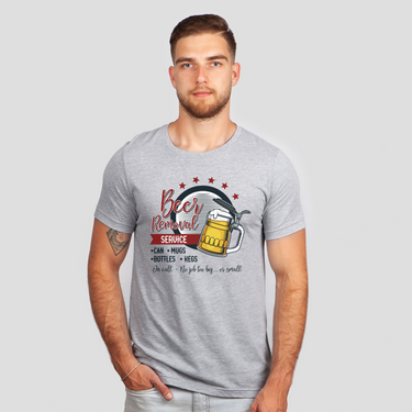 beer removal service gray shirt